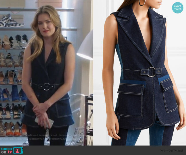 Chloe Two-tone Denim Vest worn by Sutton (Meghann Fahy) on The Bold Type