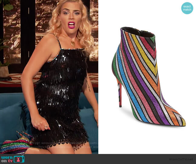 Christian Louboutin So Kate 100 Stripe Boots worn by Busy Philipps on Busy Tonight