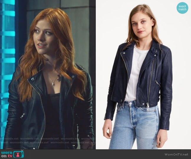 Club Monaco Rowlen Jacket worn by Clary Fray (Katherine McNamara) on Shadowhunters