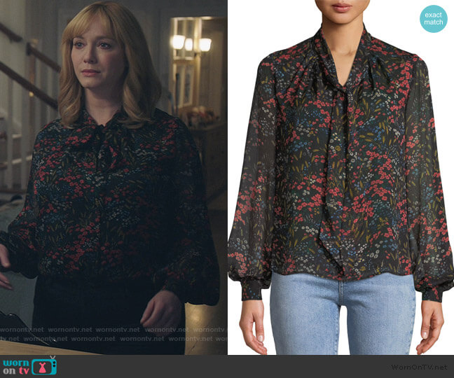 Co Floral-Print Silk Chiffon Blouse worn by Beth Boland (Christina Hendricks) on Good Girls