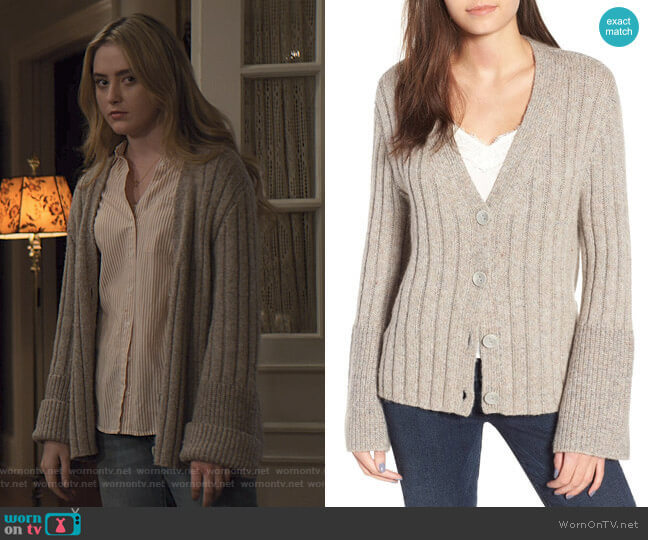 Leith Cozy Ribbed Tie Cardigan worn by Allie Pressman (Kathryn Newton) on The Society