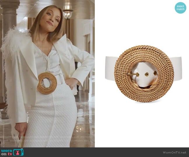 Cult Gaia Gemma Leather and Rattan Belt worn by Dominique Deveraux (Michael Michele) on Dynasty