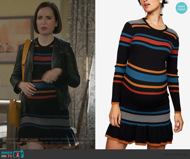Cupcakes and Cashmere Striped Maternity Dress worn by Jennifer Short (Zoe Lister-Jones) on Life in Pieces