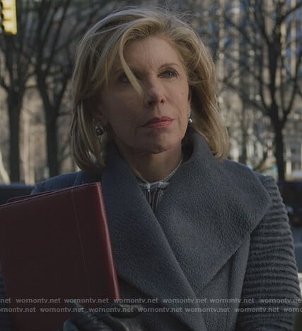 Diane’s gray ribbed sleeve coat on The Good Fight