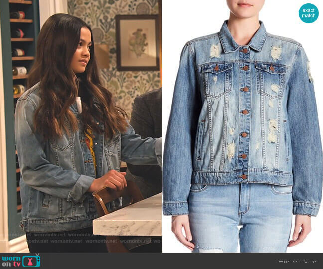 STS Blue Distressed Denim Jacket worn by Nick (Siena Agudong) on No Good Nick