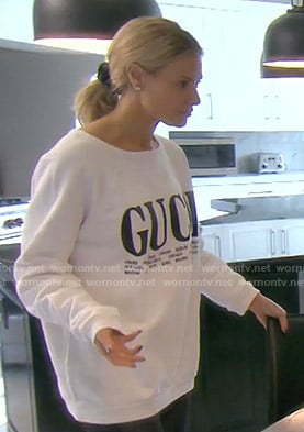 Dorit’s white Gucci Sweatshirt on The Real Housewives of Beverly Hills