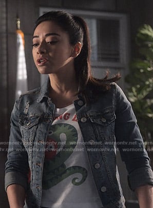 Ella’s white Everything Is Fine tee on Lucifer