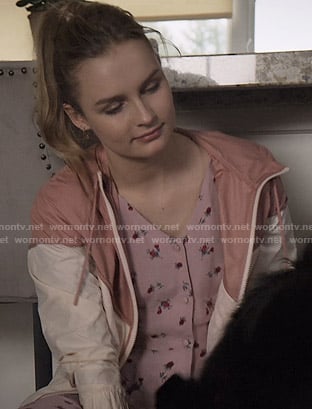 Elle’s pink hooded track jacket on The Society