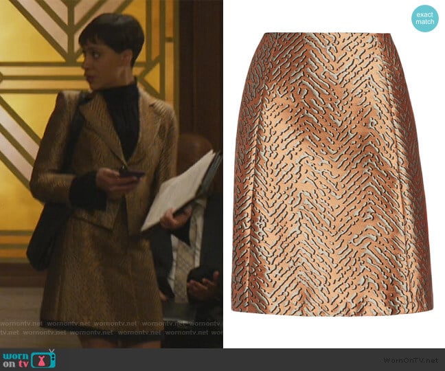 Emporio Armani Animal Jacquard A-Line Skirt worn by Lucca Quinn (Cush Jumbo) on The Good Fight