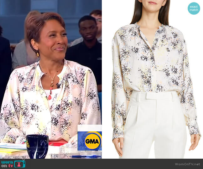 Equipment Causette Print Silk Blouse worn by Robin Roberts on Good Morning America