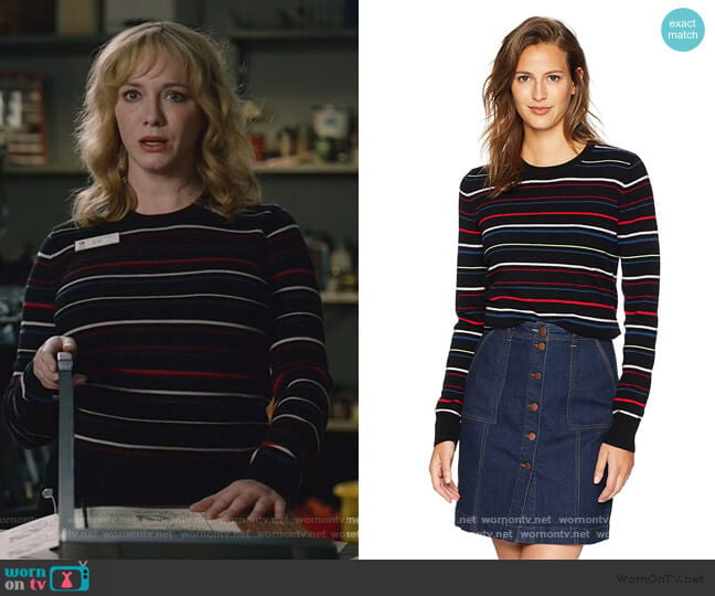 Equipment Shirley Stripe Cashmere Sweater worn by Beth Boland (Christina Hendricks) on Good Girls