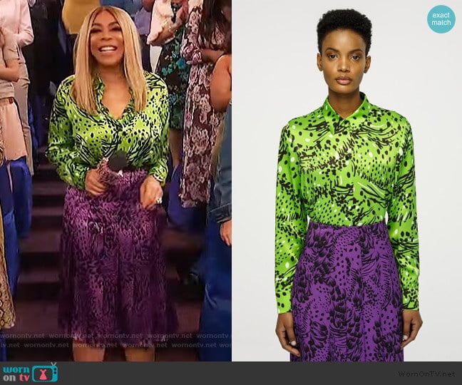 Escada Printed Silk Blouse worn by Wendy Williams on The Wendy Williams Show