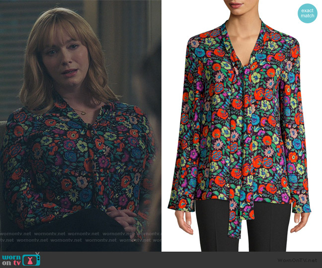 Etro Fluorescent Floral Tie Neck Blouse worn by Beth Boland (Christina Hendricks) on Good Girls