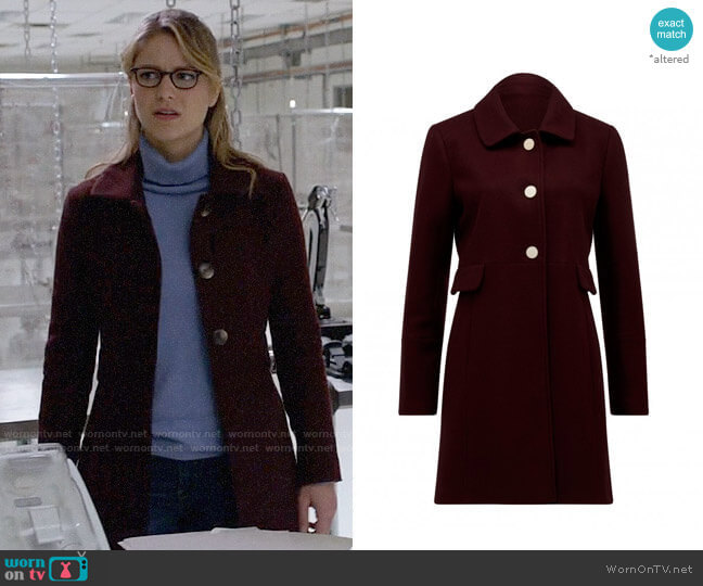 Ever New Ellie Dolly Coat in Berry worn by Kara Danvers (Melissa Benoist) on Supergirl
