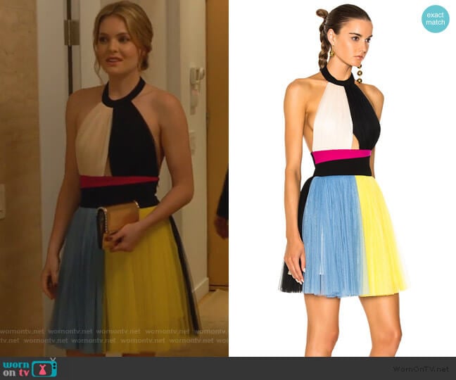 Fausto Puglisi Color Block Halter Top Tulle Dress worn by Sutton (Meghann Fahy) on The Bold Type