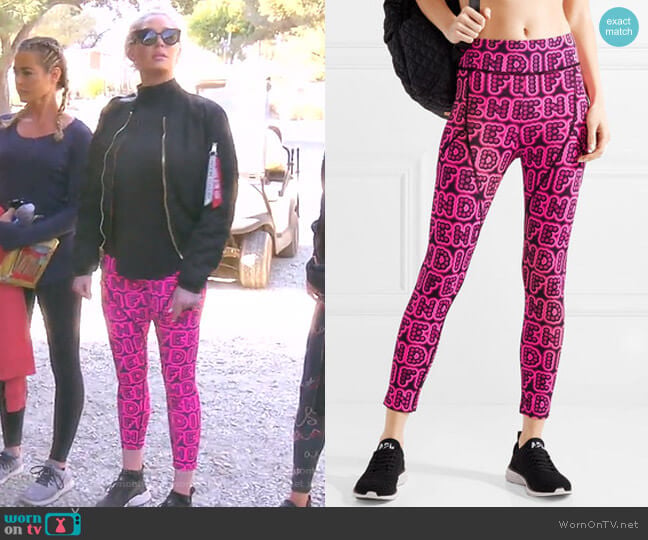 Fendi Printed Stretch Leggings worn by Erika Jayne on The Real Housewives of Beverly Hills
