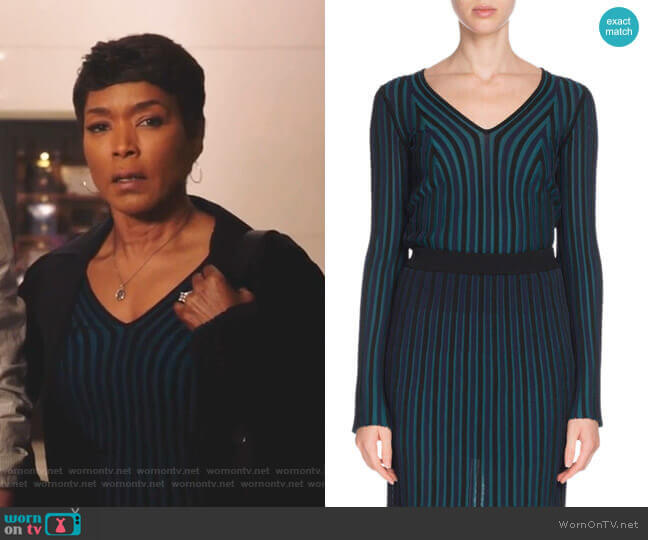 Kenzo Fitted Long-Sleeve V-Neck Sweater worn by Athena Grant (Angela Bassett) on 9-1-1