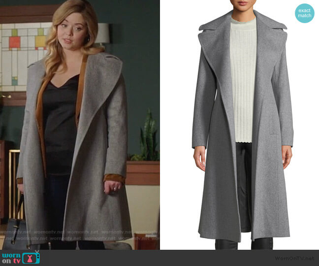 Fleurette Maxi Wrap Wool Coat worn by Alison DiLaurentis (Sasha Pieterse) on Pretty Little Liars The Perfectionists