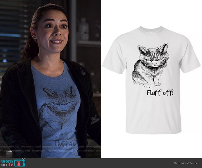 lovewithfluff Fluff Off Angry Cat T-shirt worn by Ella Lopez (Aimee Garcia) on Lucifer