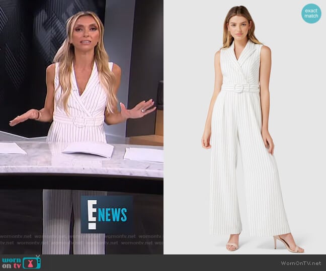 Forever New Farrah Petite Stripe Tux Jumpsuit worn by Giuliana Rancic on E! News