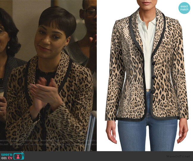 Frame Leopard-Print Velvet Jacket worn by Lucca Quinn (Cush Jumbo) on The Good Fight
