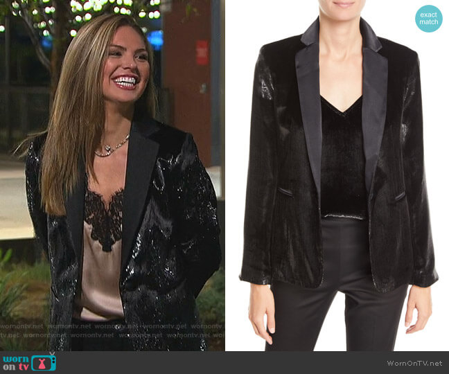 Frame Metallic Satin Single-Button Blazer worn by Hannah Brown on The Bachelorette