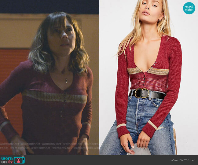 Free People Frequency V-Neck Top worn by Judy Hale (Linda Cardellini) on Dead to Me