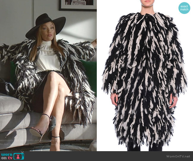 Dolce & Gabbana Fringe Shaggy Wool-Blend Coat worn by Dominique Deveraux (Michael Michele) on Dynasty