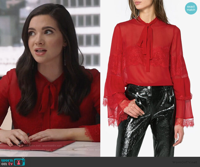 Giambattista Valli Silk Lace Blouse worn by Jane Sloan (Katie Stevens) on The Bold Type