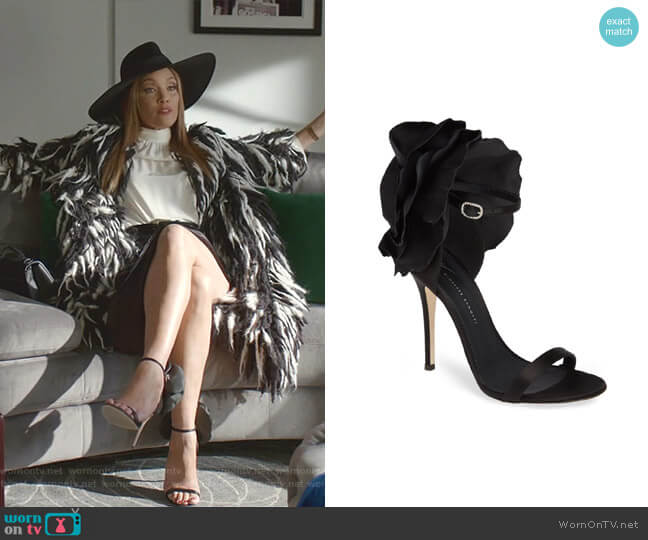 Giuseppe Zanotti Blooming Flower Ankle Strap Sandal worn by Dominique Deveraux (Michael Michele) on Dynasty