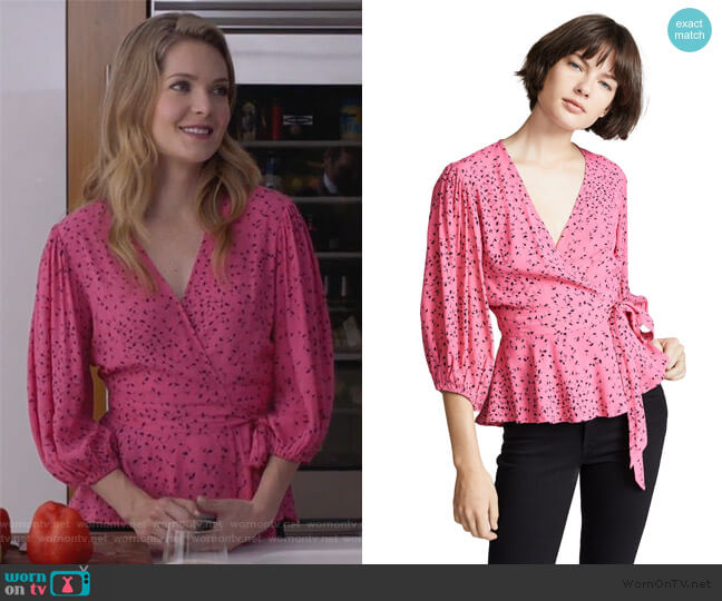 Ganni Barra Blouse worn by Sutton (Meghann Fahy) on The Bold Type