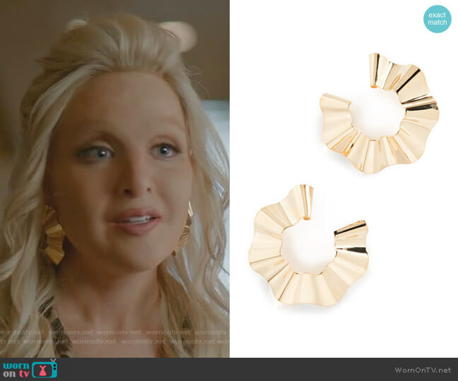 Gaviria Large Ravioli Earrings worn by Alexis Carrington (Elaine Hendrix) on Dynasty