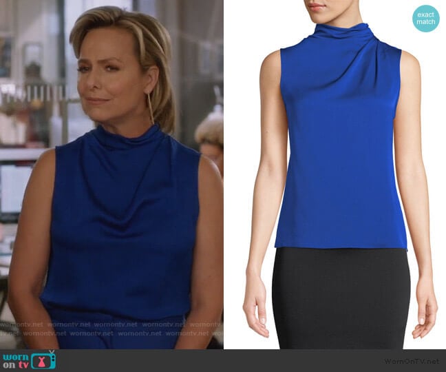 Giorgio Armani Funnel-Neck Sleeveless Silk Blouse worn by Jacqueline (Melora Hardin) on The Bold Type