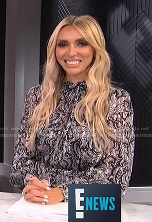 Giuliana’s black paisley print dress on E! News