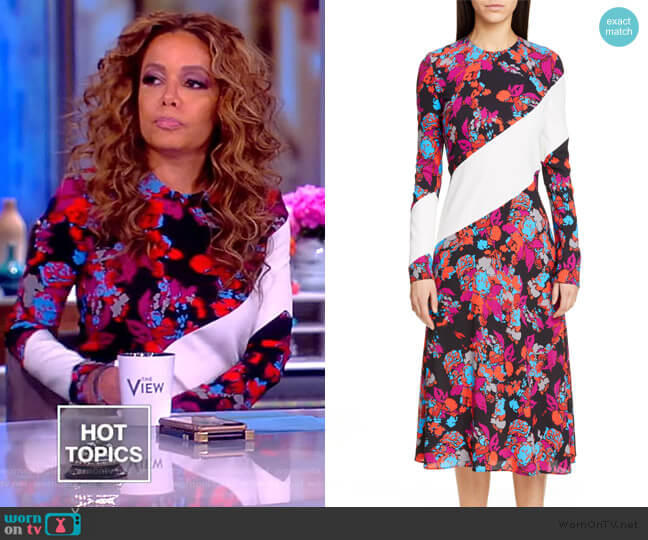 Givenchy Silk-trimmed floral-print crepe midi dress worn by Sunny Hostin on The View