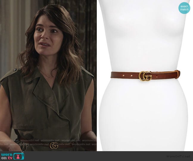 Gucci Leather Belt worn by Heather Hughes (Betsy Brandt) on Life in Pieces