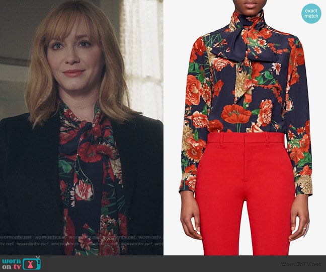 Gucci Spring Bouquet Silk Shirt worn by Beth Boland (Christina Hendricks) on Good Girls