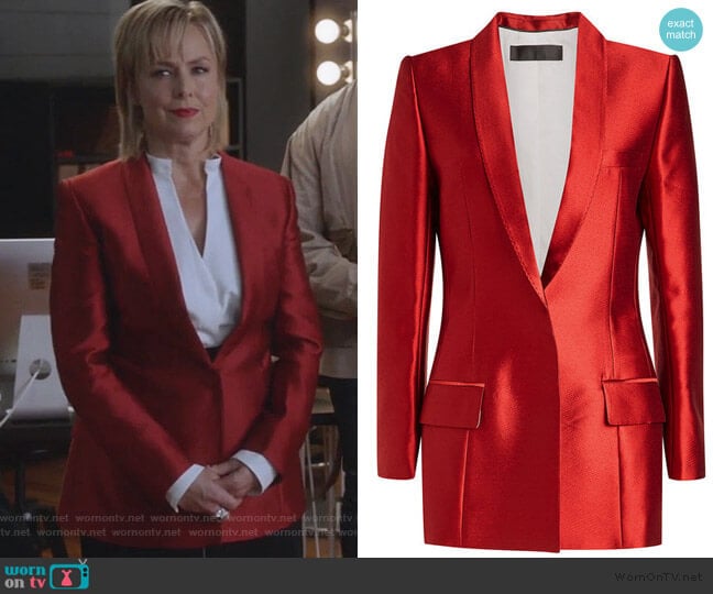 Haider Ackermann Hourglass Satin Blazer worn by Jacqueline (Melora Hardin) on The Bold Type