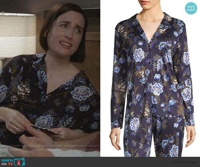 Hanro Zahra Floral Long-Sleeve Sleepwear Top worn by Jennifer Short (Zoe Lister-Jones) on Life in Pieces