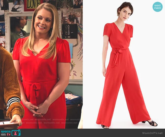 J.Crew Short-Sleeve Wrap Jumpsuit worn by Liz (Melissa Joan Hart) on No Good Nick