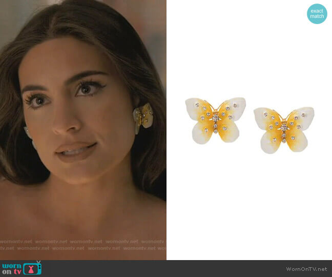 Jennifer Behr Butterfly Earrings worn by Cristal Jennings (Daniella Alonso) on Dynasty
