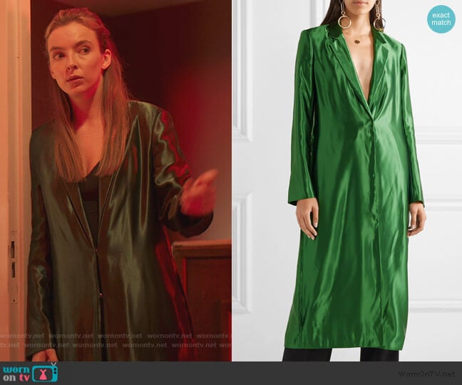 Jason Wu Satin coat worn by Villanelle (Jodie Comer) on Killing Eve