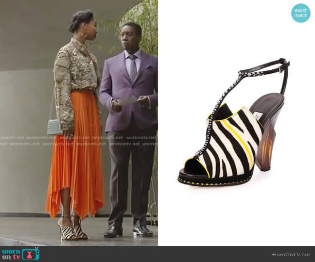 Jimmy Choo Kascade Wedge Sandal worn by Monica Colby (Wakeema Hollis) on Dynasty