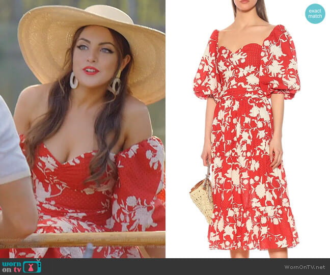 Johanna Ortiz Beautiful Chaos Tiered Floral-Print Dress worn by Fallon Carrington (Elizabeth Gillies) on Dynasty