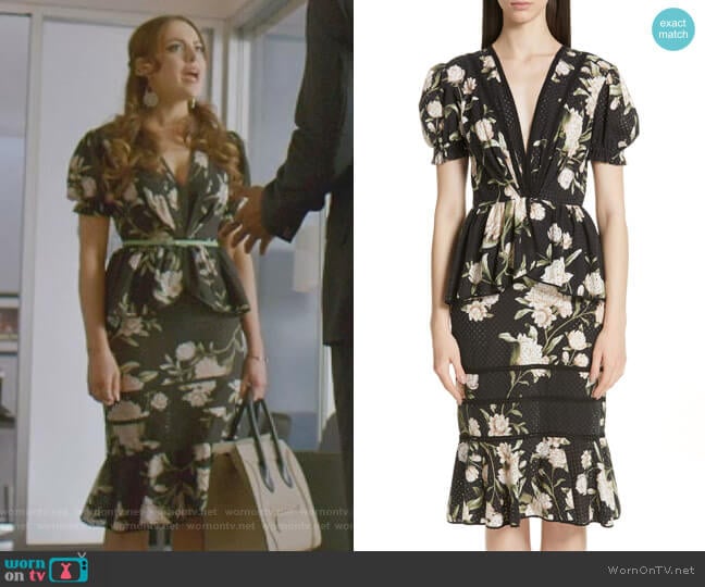 Johanna Ortiz Estate Floral Print Eyelet Dress worn by Fallon Carrington (Elizabeth Gillies) on Dynasty