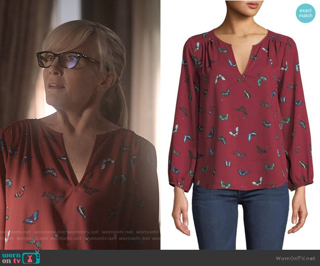 Joie Odelette Printed Top worn by Linda Martin (Rachael Harris) on Lucifer