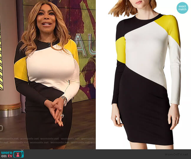 Karen Millen Colorblock Dress worn by Wendy Williams on The Wendy Williams Show