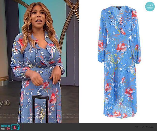 Karen Millen Floral Wrap Midi Dress worn by Wendy Williams on The Wendy Williams Show