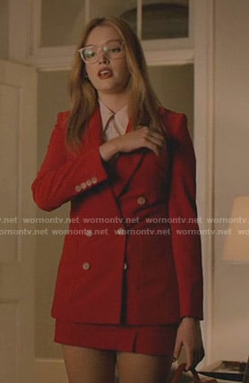 Kirby’s red blazer and mini skirt on Dynasty