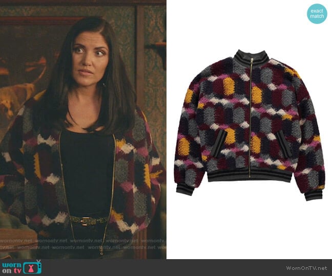 Essentiel Antwerp Knitted Multicolor Bomber Jacket worn by Martyna  Marek (Marika Dominczyk) on Whiskey Cavalier